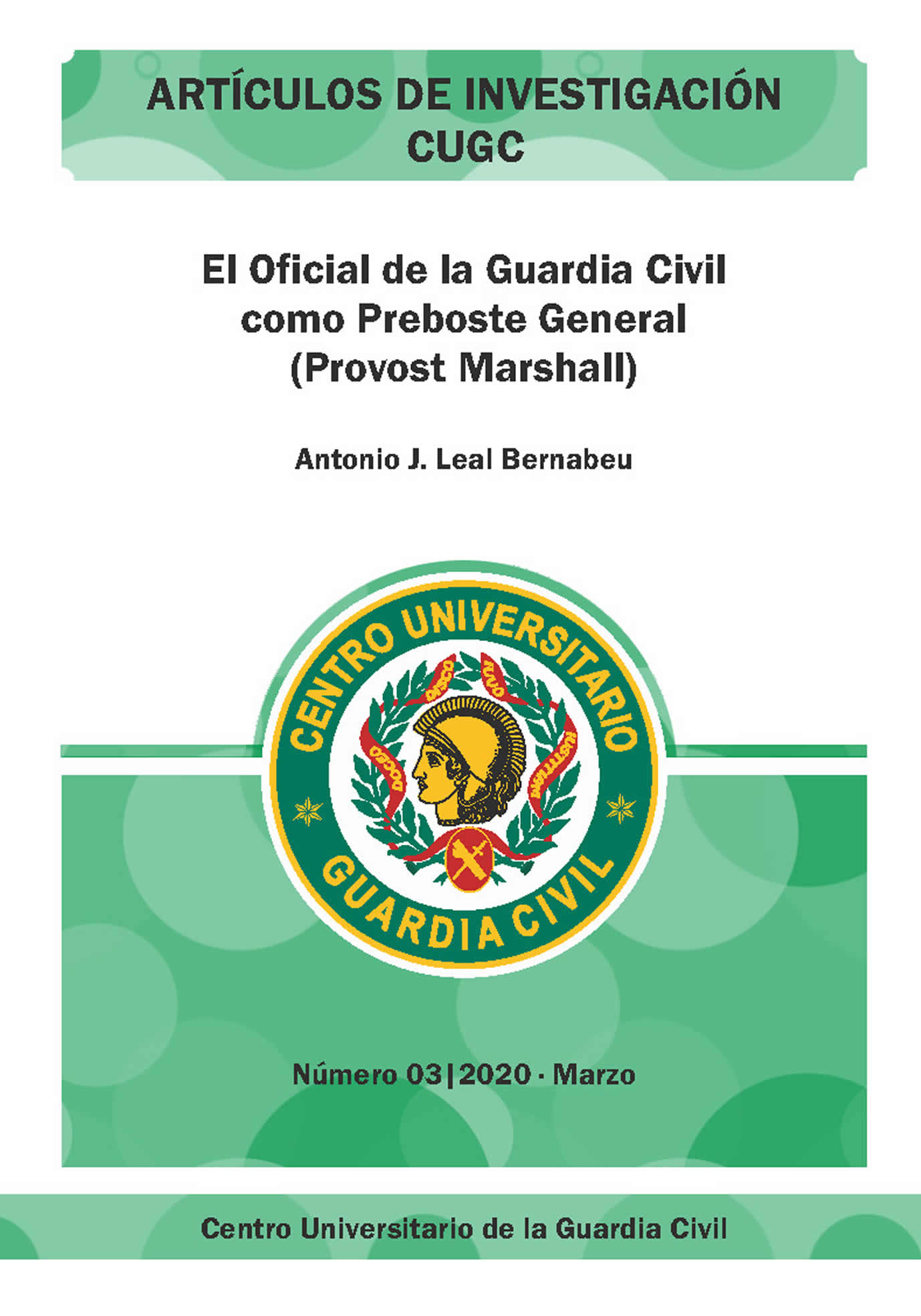Portada de El Oficial de la Guardia Civil como Preboste General (Provost Marshall)